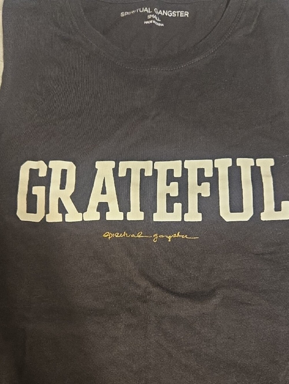 Spiritual Gangster Black 'GRATEFUL' Graphic Muscle Tank - Picture 3 of 5